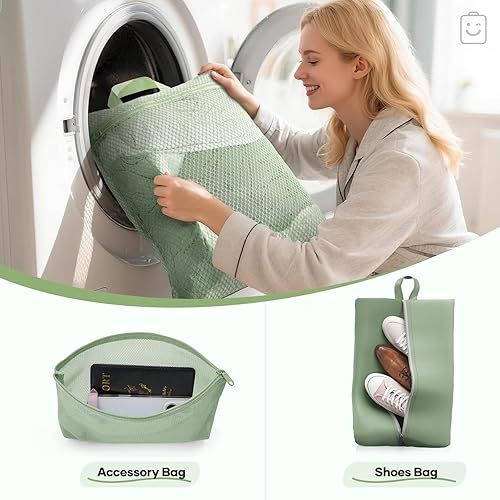 Vista 7 de Veken Juego de 11 cubos de compresión para artículos esenciales de viaje, bolsas organizadoras compresibles expandibles grandes para maletas