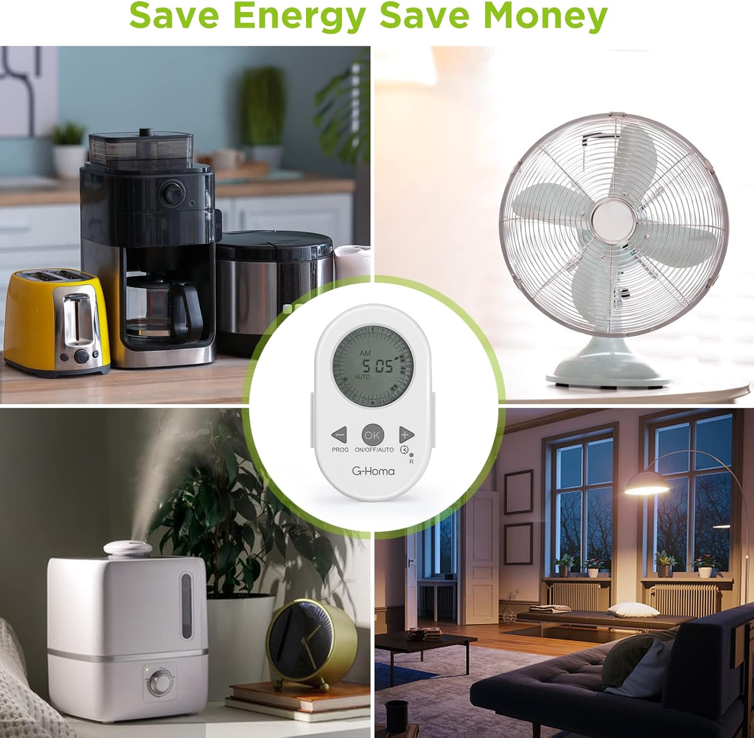 G-Homa Timers for Electrical Outlets, Upgrade of Digital Timer Outlet, Easy to Set, Dual Outlet, 3-Prong, 24 Hour Indoor Plug-in Outlet Timer, for Light, Fan,15A/1875W : Tools & Home Improvement