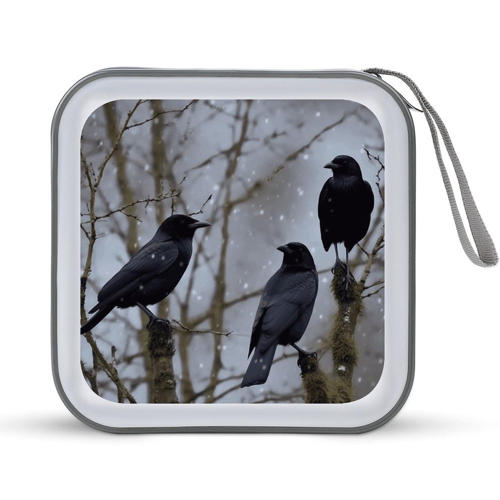 VstaDank Black Crow Birds Portable Storage CD Case for Carrying Folders Large Wallet for Storage Discs Hard Plastic Bag DVD Disc Case