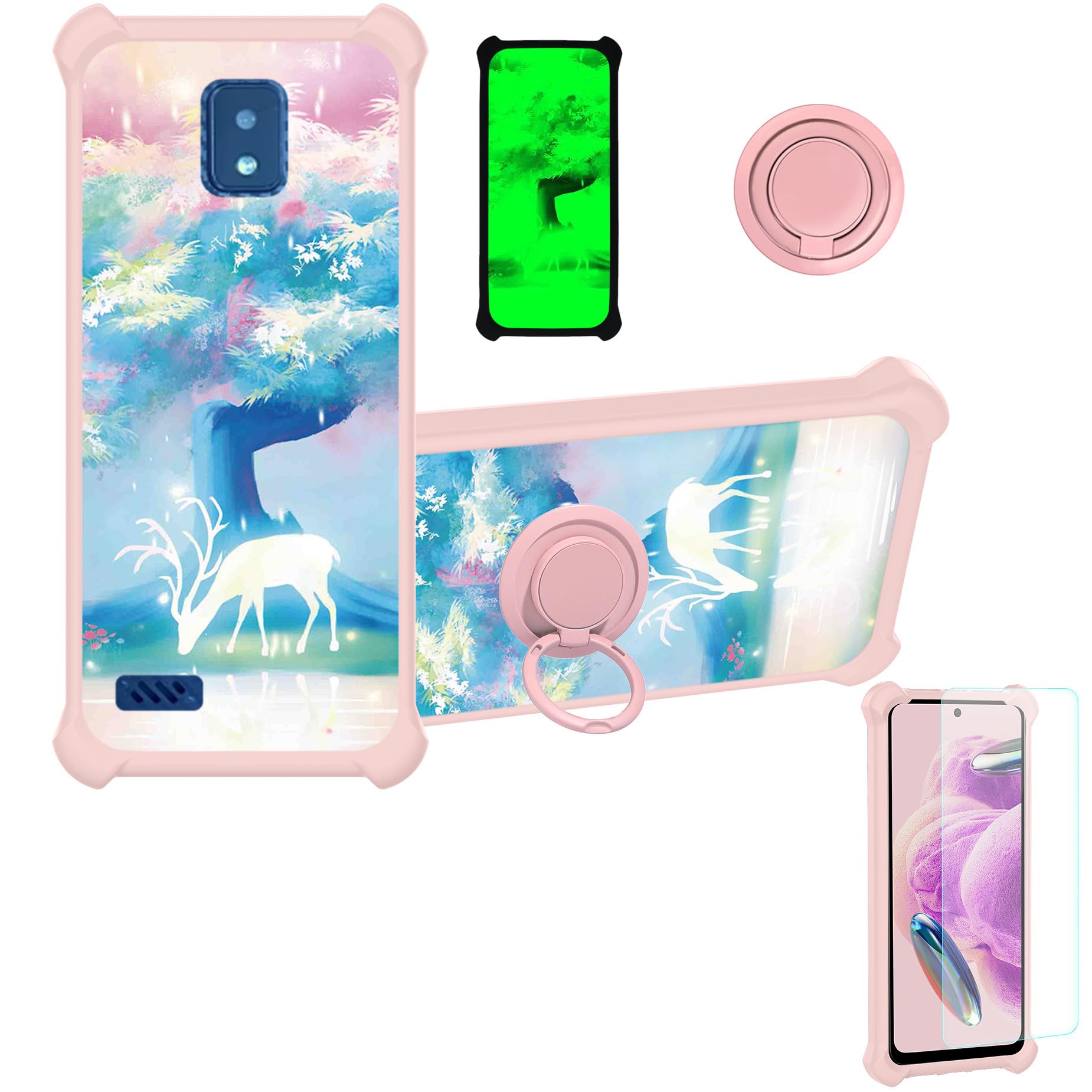 jioeuinly Case Compatible for Hot Pepper Panca L63A Phone Case Cover [with Tempered Glass Screen Protector][Hard PC + Soft Silicone][Ring Support] [