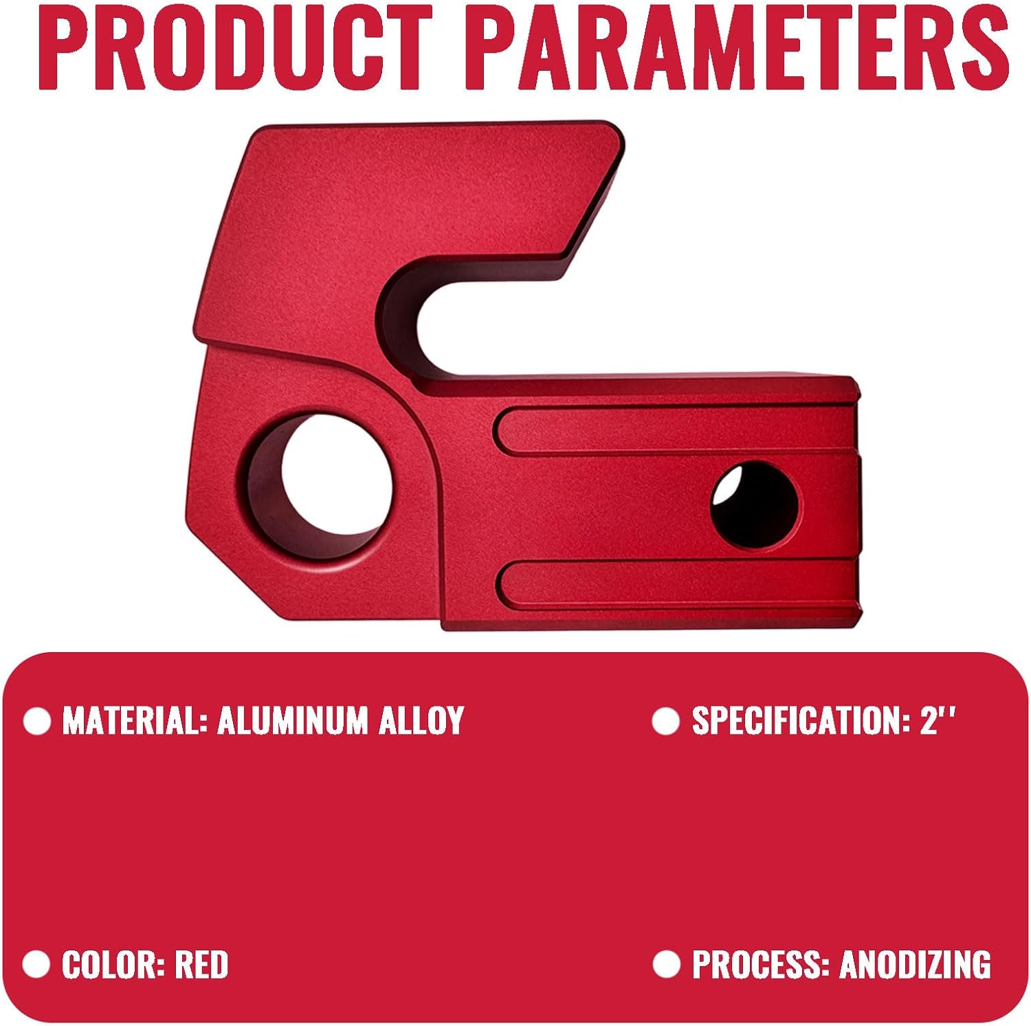 Universal Hitch Slider Skid Protection 2" Hitch Receivers Compatible with 3/4" D-Ring or Soft Shackle for Off-Road Trucks SUV Vehicle Towing Recovery Hitch Protection (Red) - Image 4