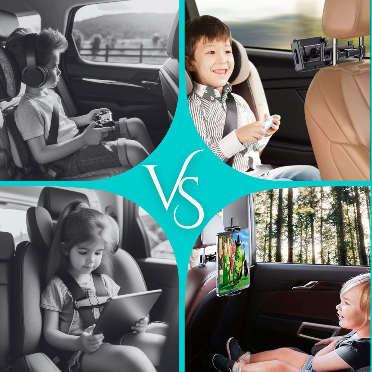 Soporte Tablet Coche Reposacabezas. Soporte Tableta Coche Soporte Universal Ajustable, Soporte Compatible con iPad, iPhone, Galaxy Tab, Huawei Mediapad, Smartphones, videoconsolas, eReader.