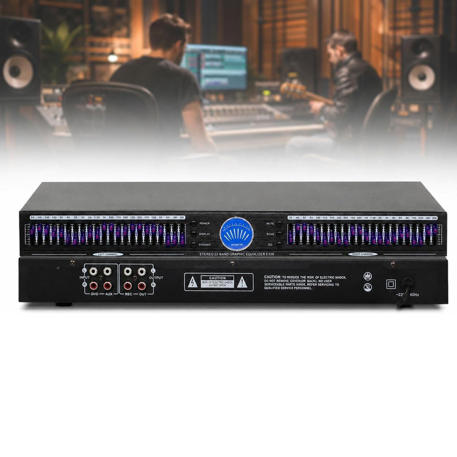 JOSBY Equalizzatore Audio Domestico da 220 V, Equalizzatore Audio A Doppio Canale E 22 Bande, Equalizzatore per La Regolazione della qualità del Suono Ad Alta fedeltà