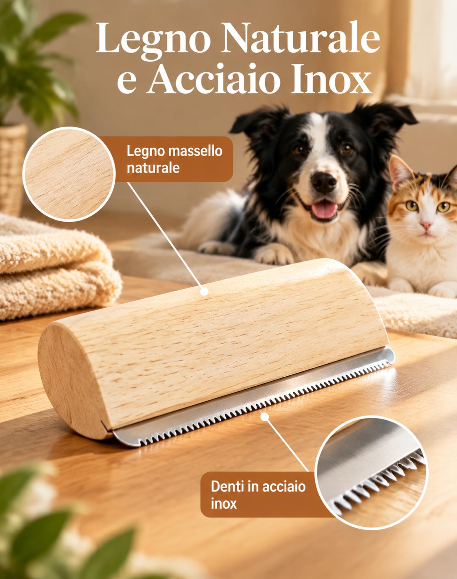 Poileo Spazzola Cani, Epilazione Delicata, Epilazione Rapida in 30s，Marrone