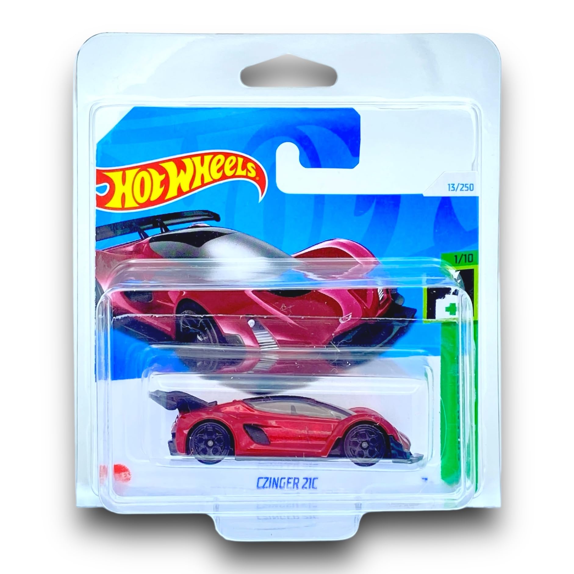 Hot Wheels Czinger 21C (Ruby Red) 1/10 HW Green Speed - 2024-13/250 (Short Card) - COMES IN A GENUINE KLAS CAR KEEPER PROTECTOR CASE - HTC92
