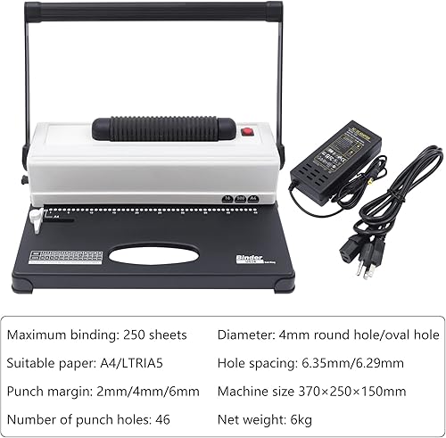 Miniatura 6 de Carpeta de bobina en espiral para máquina encuadernadora, perforadora manual de agujeros, carpeta de libros de 46 agujeros, máquina de