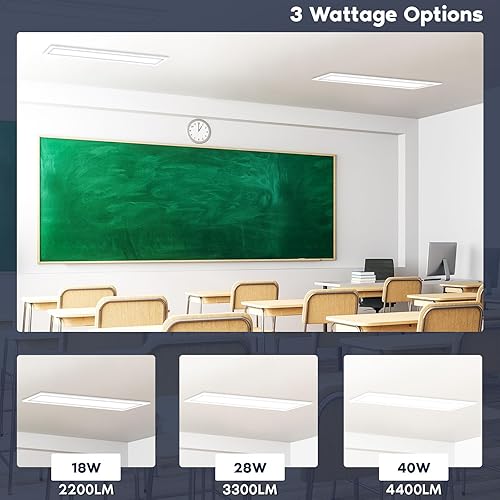 Miniatura 3 de LUXRITE Panel retroiluminado LED empotrable de 6 x 4 pies, 4CCT seleccionable a color 3000K 3500K 4000K 5000K, potencia seleccionable 18W28W40W,