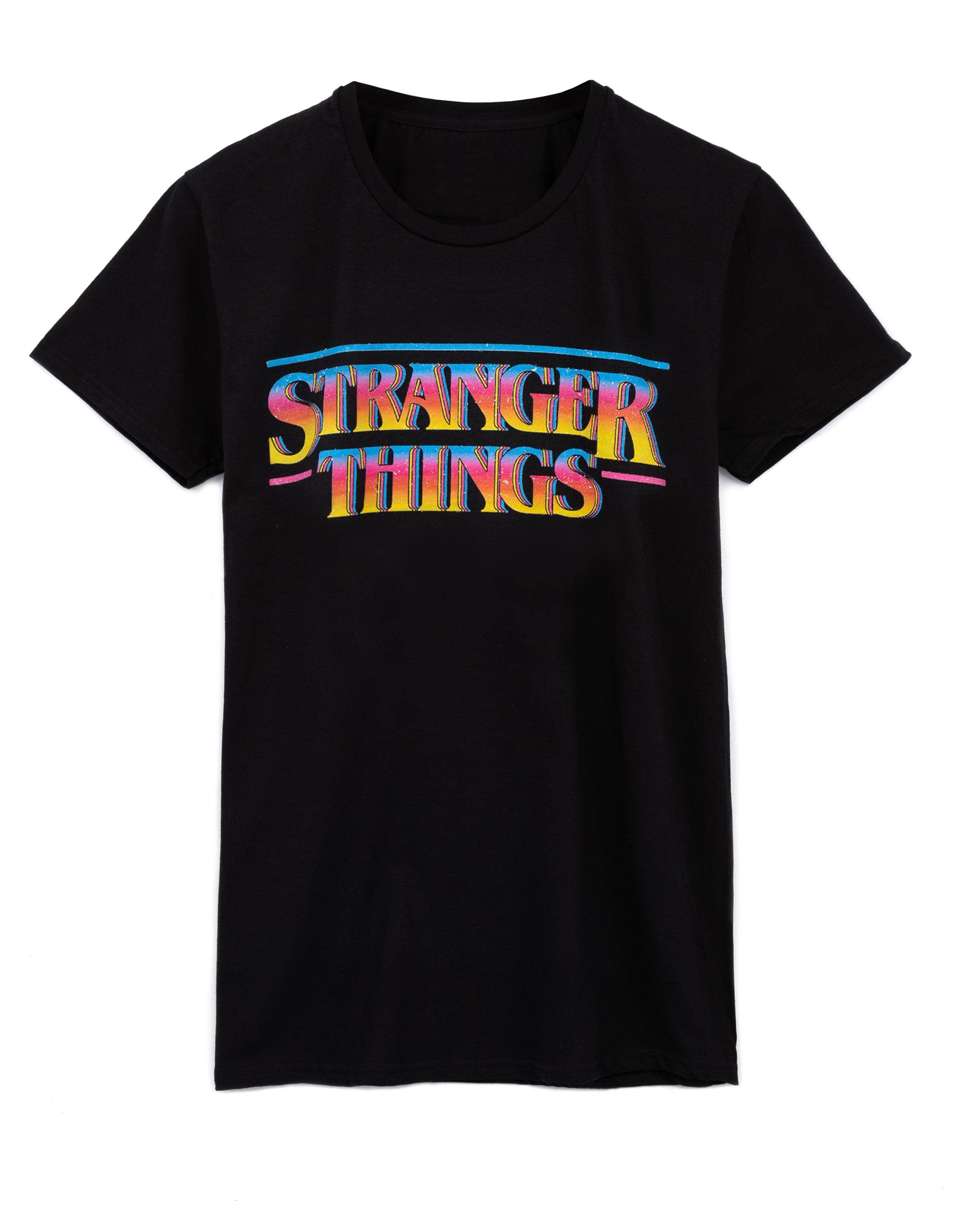 Stranger Things Men's Distressed Logo - Black Adults T-Shirt | Wo Distressed Logo Upside Down Black Outfit | Season 4 Merchandise 3XL