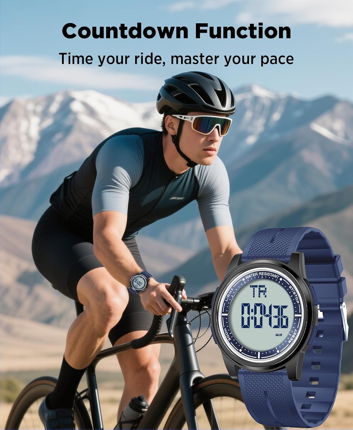 Beeasy Digital Watch for Men Women, 50M Waterproof, Ultra-Thin & Lightweight, 44mm Silicone Sports Watch with Alarm, Stopwatch, Countdown, Ideal for Gym, Running, School, Daily Wear image 4