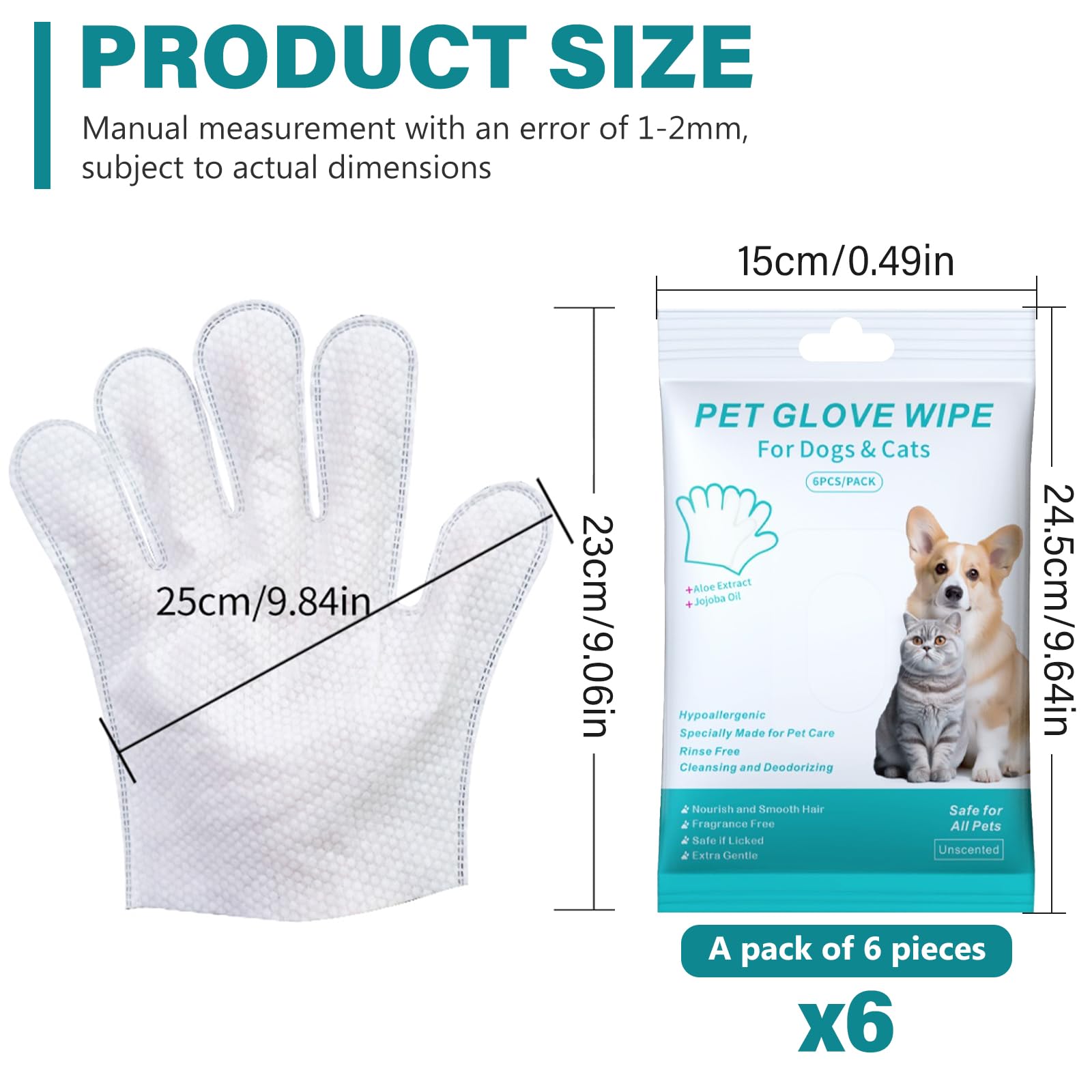 BYZESTY 36 Pièces Gants De Nettoyage pour Animaux De Compagnie, Lingette Chien Chat, Gants Tout-en-Un pour Chien Et Chat, Gants sans Lavage pour Animaux pour Voyages, Nettoyage sans Rinçage