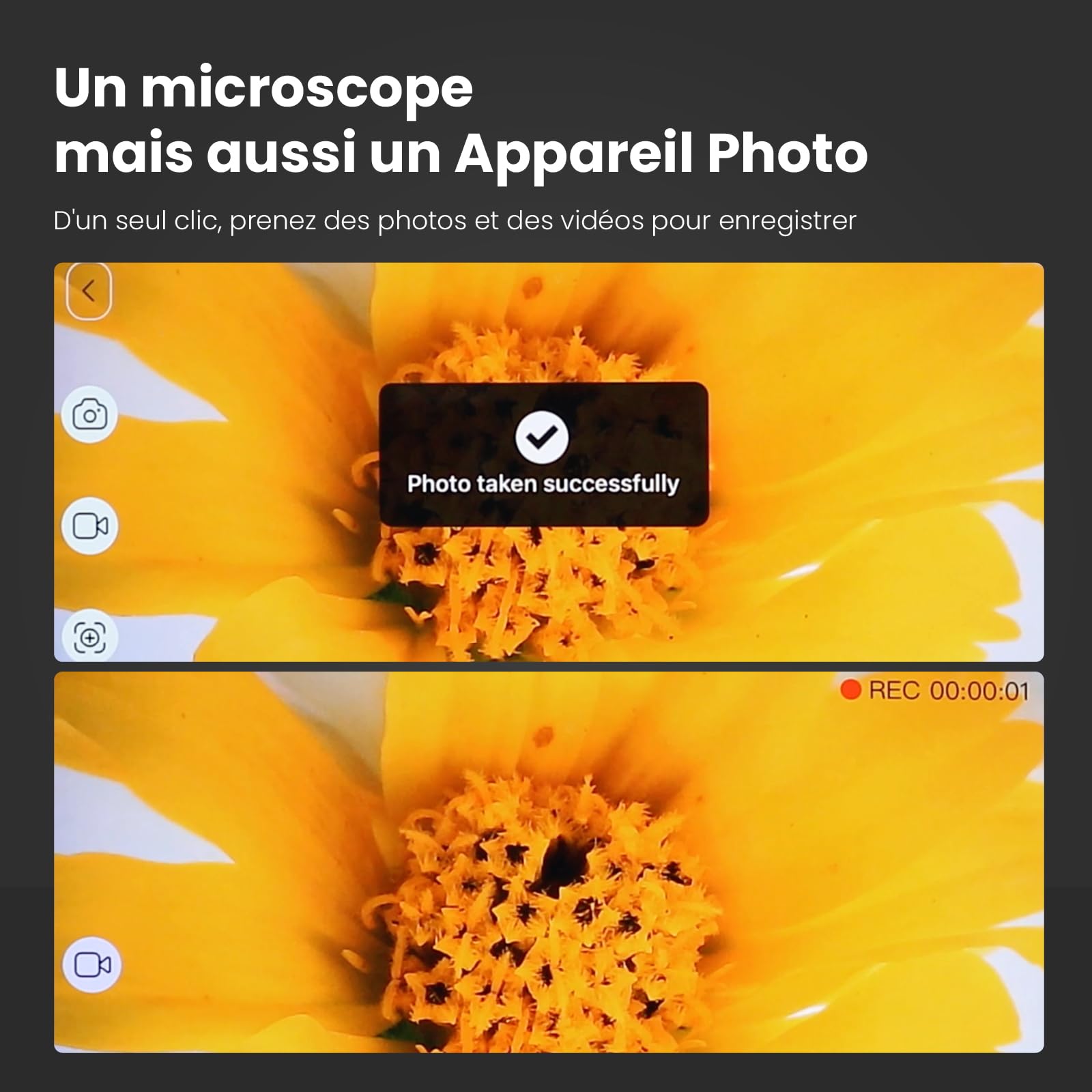 MatataStudio M2C Microscope Numérique sans Fil USB 50X-1000X WiFi 1080P LED Portable avec Support Réglable