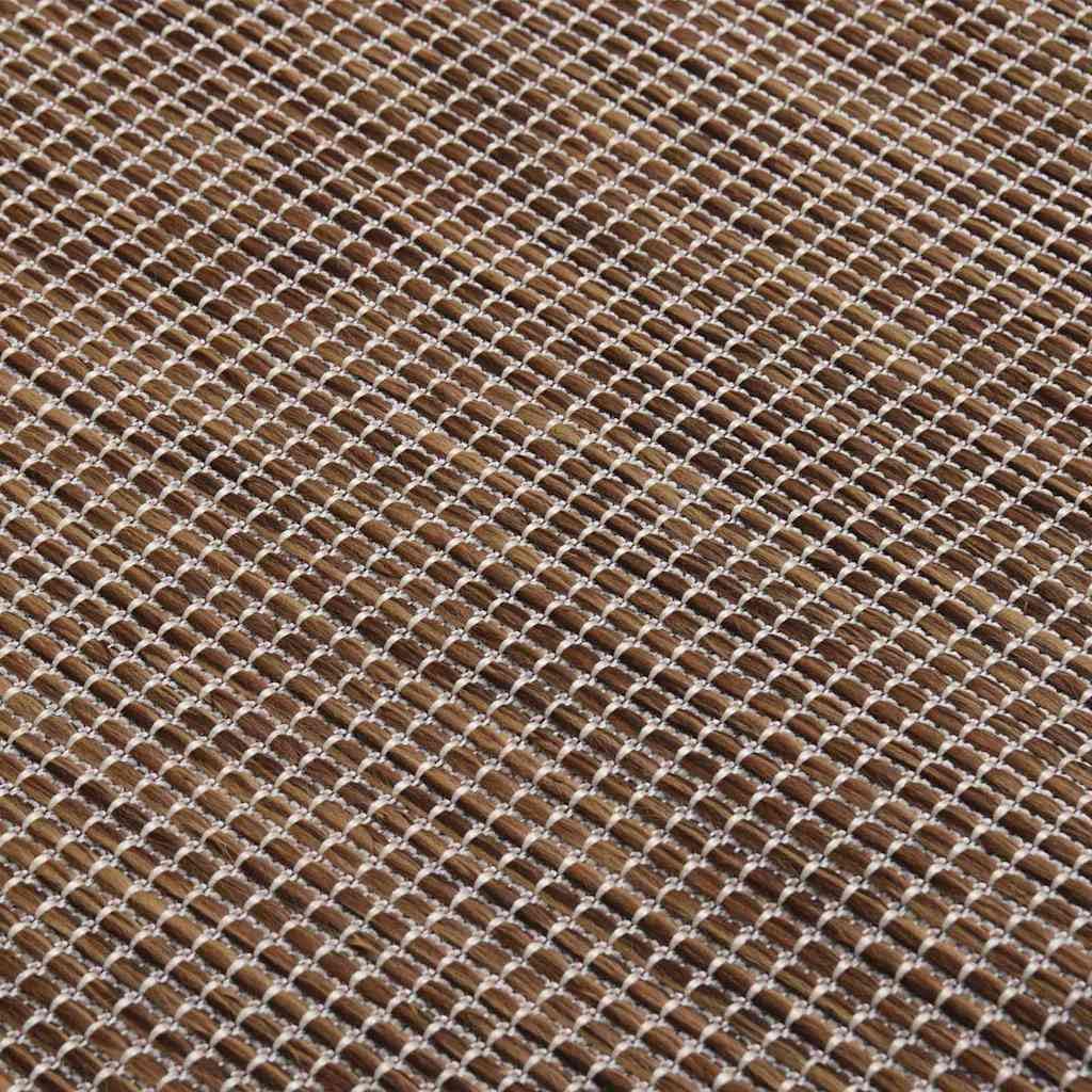 Tappeto per esterni, tessuto piatto, 160 x 230 cm, marrone, resistente alle intemperie, ai raggi UV, durevole, robusto, per balconi, terrazze, adatto per interni ed esterni, facile da pulire