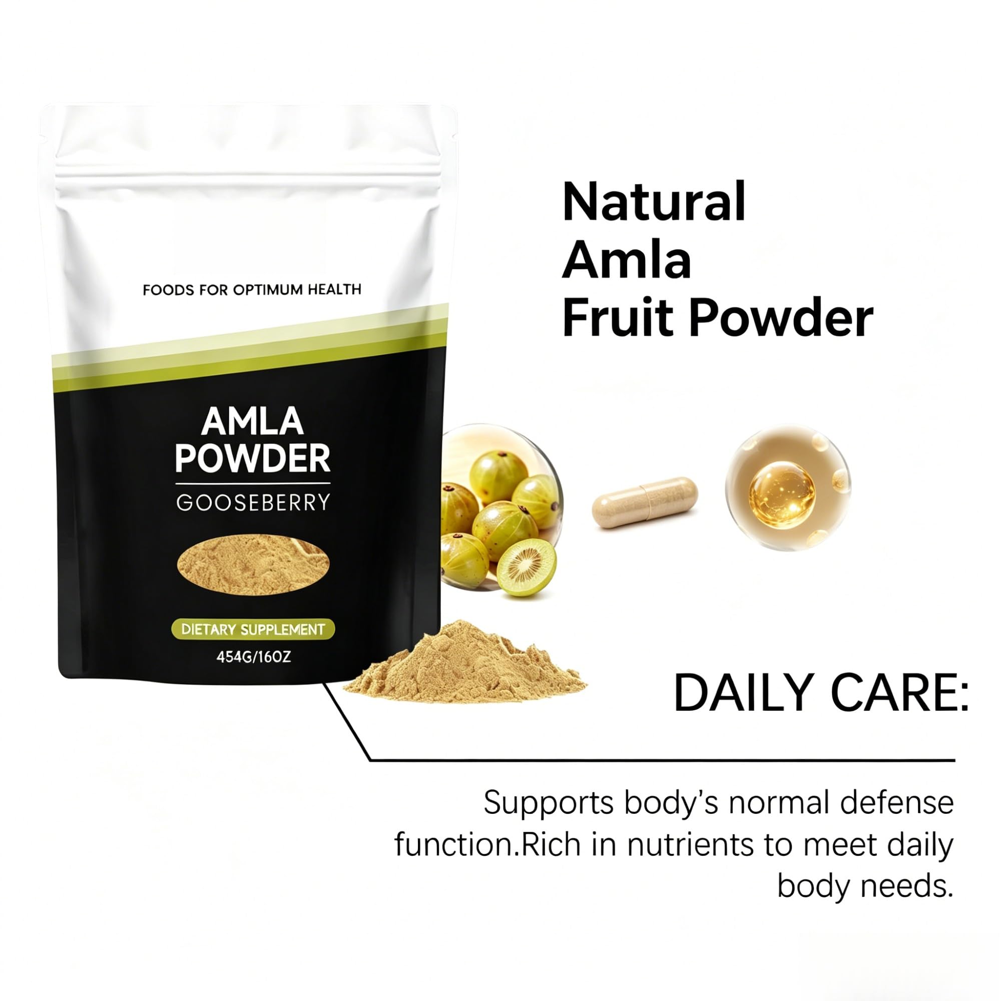 Suplemento nutricional diario en polvo | Mezcla de vitamina C y Amla | Nutrientes esenciales, energía sostenida | Mezcla de bebidas fácil de mezclar(5pcs)