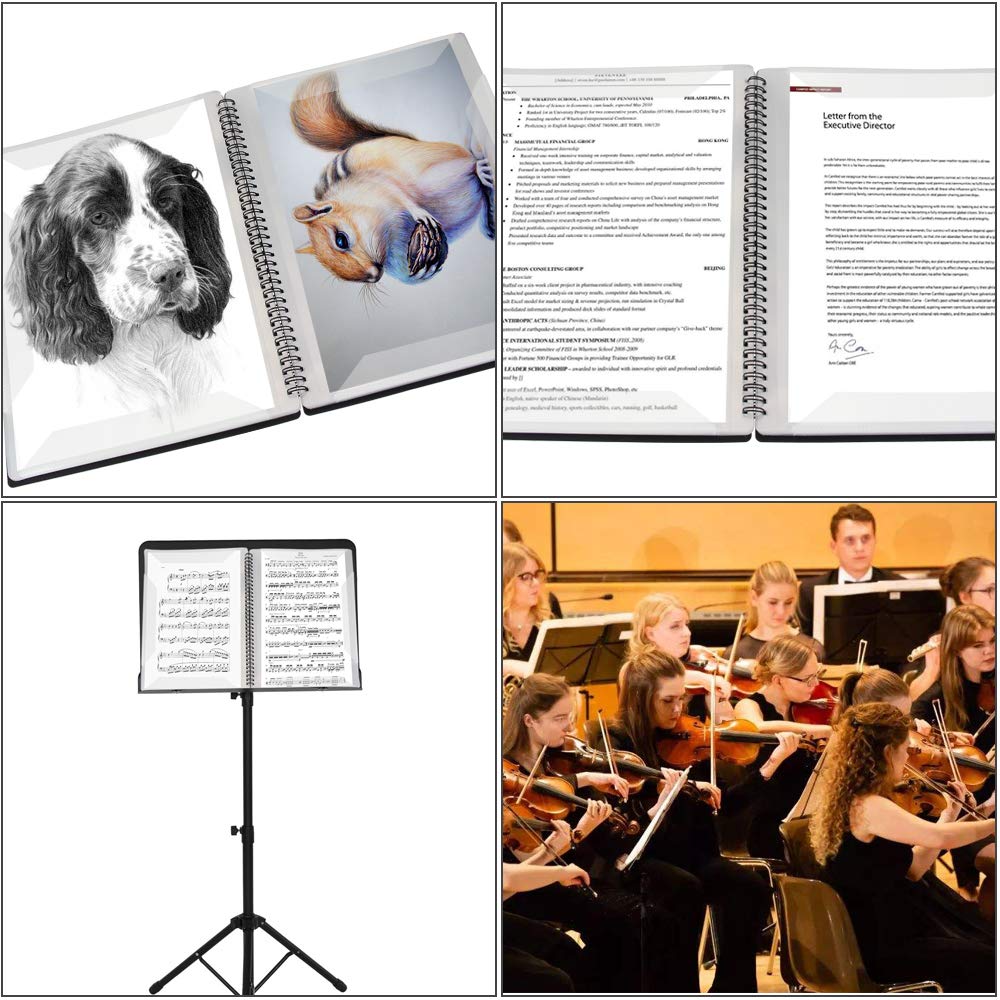 BUZIFU Raccoglitore Porta Spartiti Musicali Cartella Spartiti Musicali A4 Porta Documenti Musicale Cartella di Archiviazione della Musica con 30 Pagine/60 Tasche per Suonatori di Strumenti