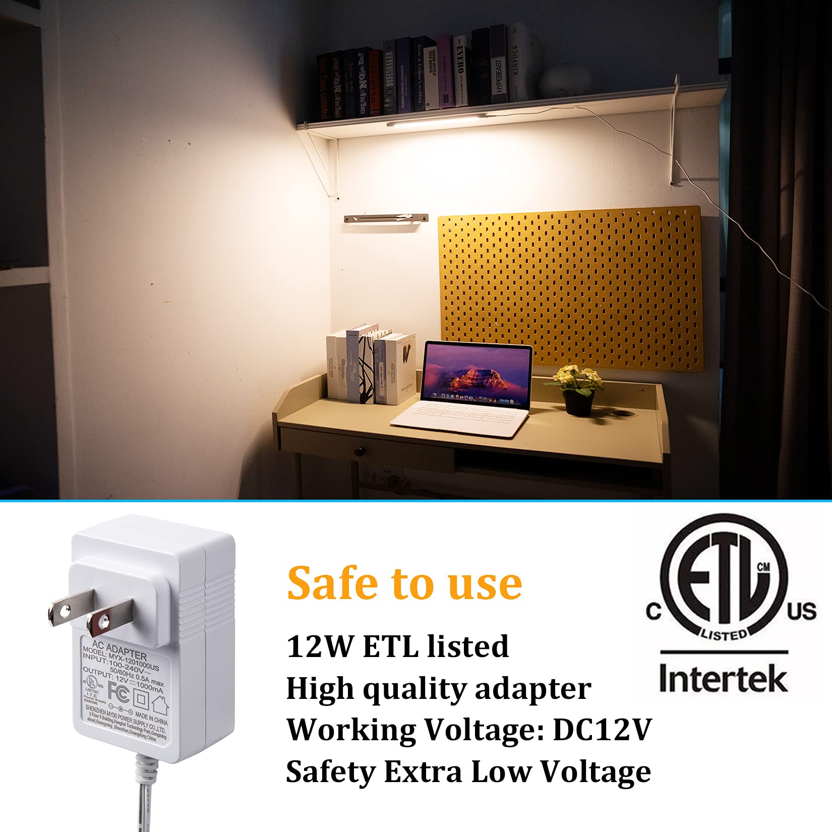 ETL listed 12W adapter for safe use