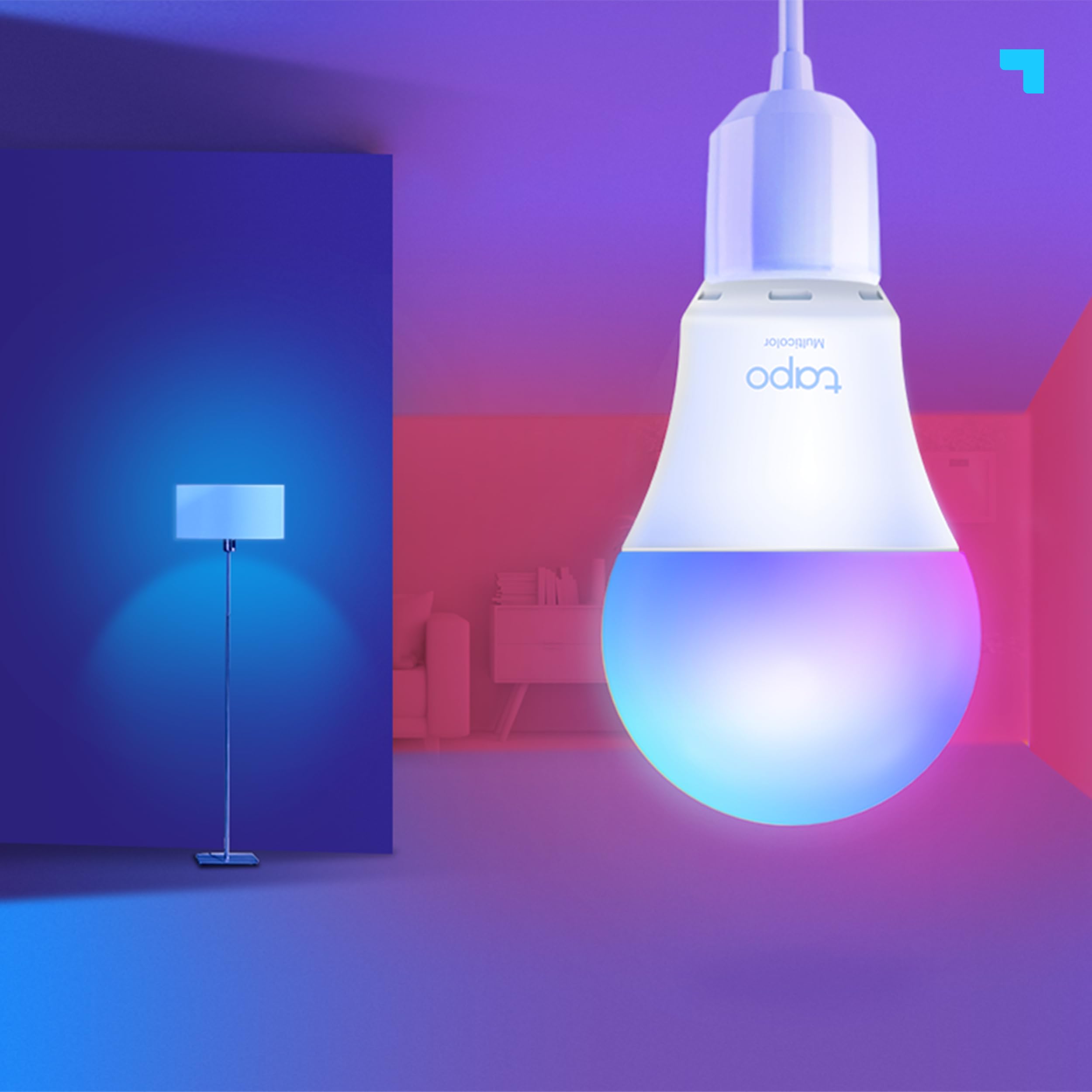 Tapo – Bombilla LED multicolor inteligente Wi-Fi, casquillo E27, compatible con Alexa y Google Home, 806 lúmenes, 8.3W, sin necesidad de concentrador, control remoto/app