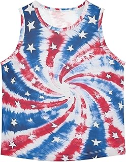 Camiseta sin mangas para niño, color rojo, azul y blanco