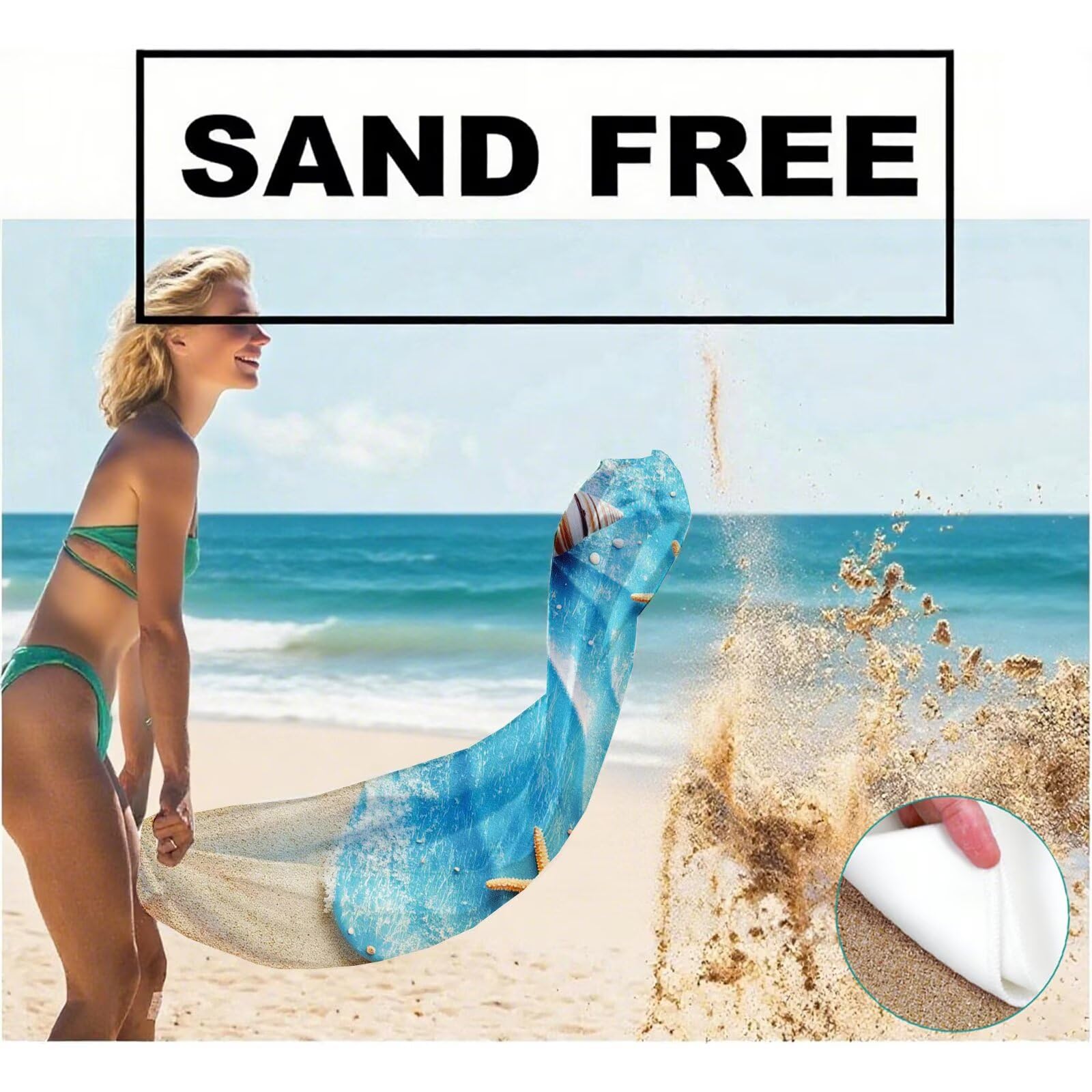 Telo Mare Microfibra, Telo Mare Grande 200x100 cm Set da 2, Antisabbia Asciugatura Rapida Assorbente Salvietta da Spiaggia Asciugamano per Palestra Piscina Viaggi Picnic, Regali Donna Spiaggia Q-716