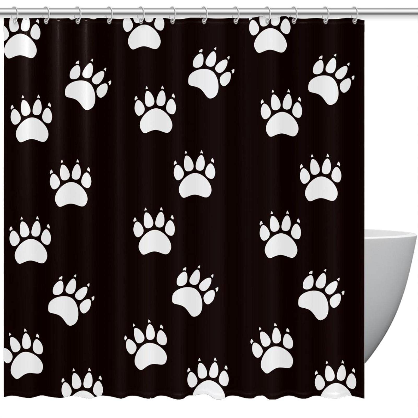 Rideau de douche motif chat noir et blanc pour une salle de bain familiale ludique