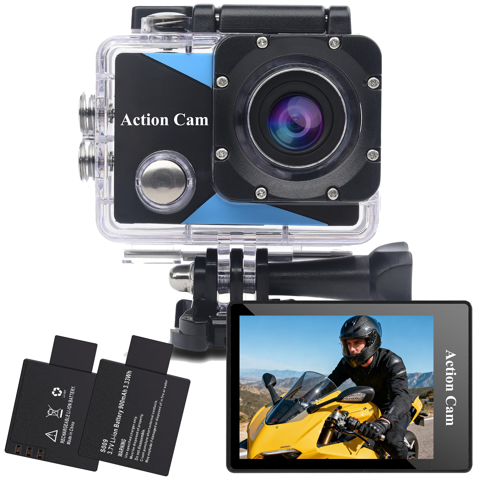Nvgfelis Action Cam FHD, Fotocamera Subacquea impermeabile 98FT/30M, Sports Cam con 2 Batterie Ricaricabili e Kit Accessori Nvgfelis Action Cam FHD, Fotocamera Subacquea impermeabile 98FT/30M, Sports Cam con 2 Batterie Ricaricabili e Kit Accessori