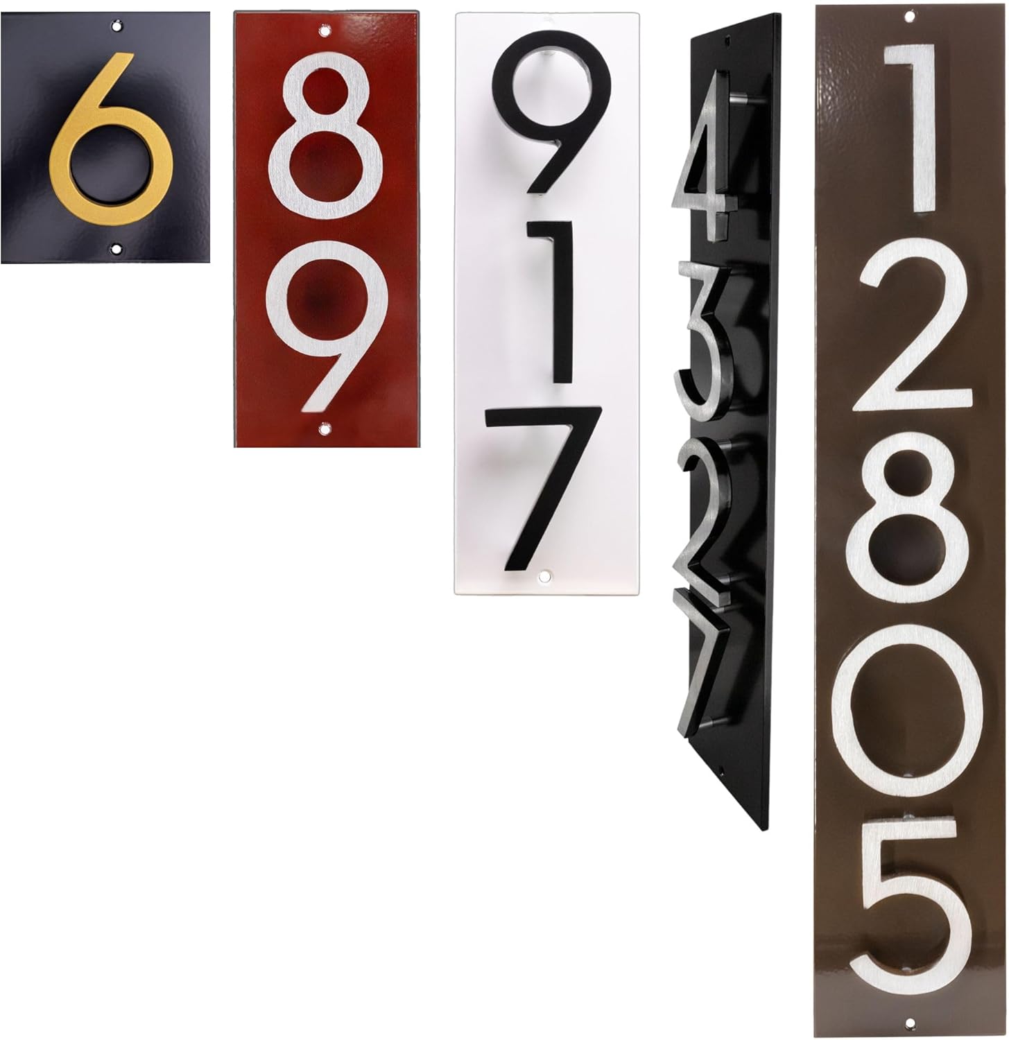 Custom Floating Modern 4 Inch Number Vertical Address Plaque-Powder Coated Aluminum-Address Sign-Easy to Install-Made by Montague Metal Products