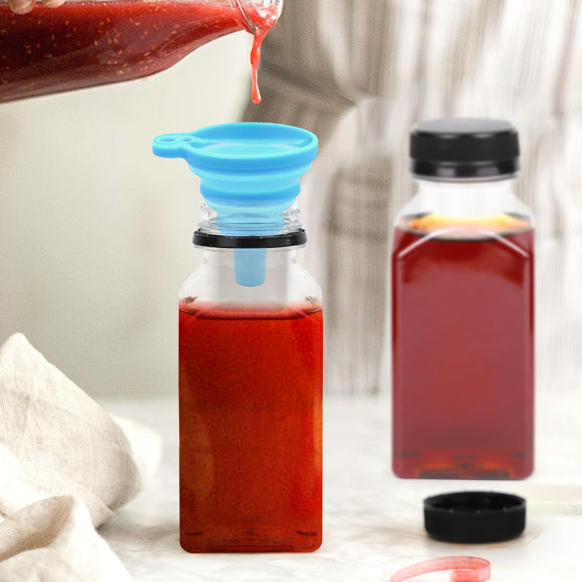 32 bottiglie di plastica trasparenti da 250 ml, con coperchio, riutilizzabili, per mini frigo, succhi di frutta, bevande, frullati, acqua