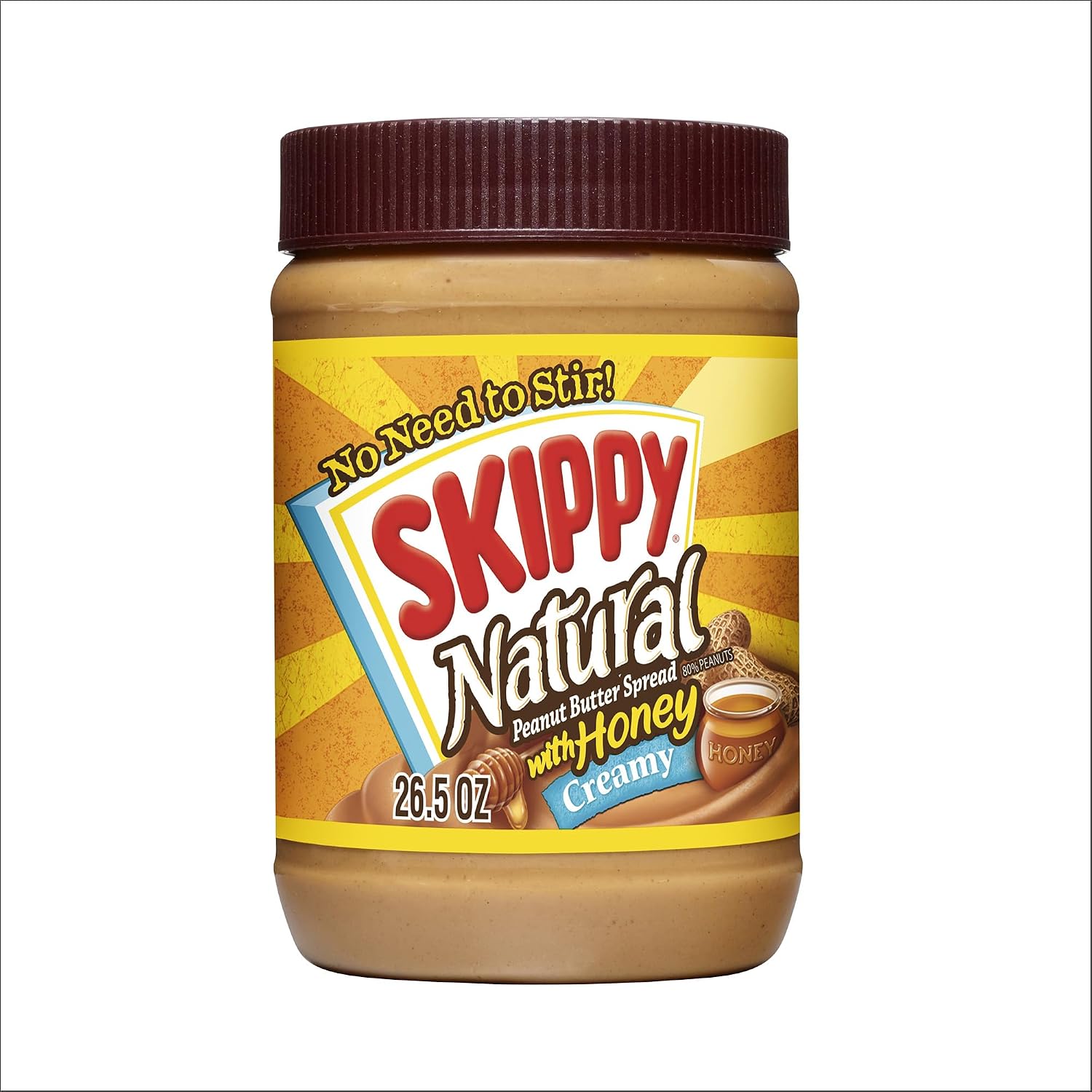 SKIPPY Natural Peanut Butter Spread with Honey, Creamy, 26.5oz x1