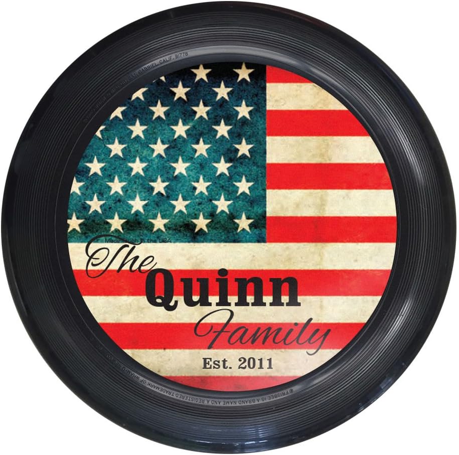 Infusion Wham-O Custom Last Name Vintage Flag Design Ultimate Frisbee Disc - 175g, 5 Colors to Choose from