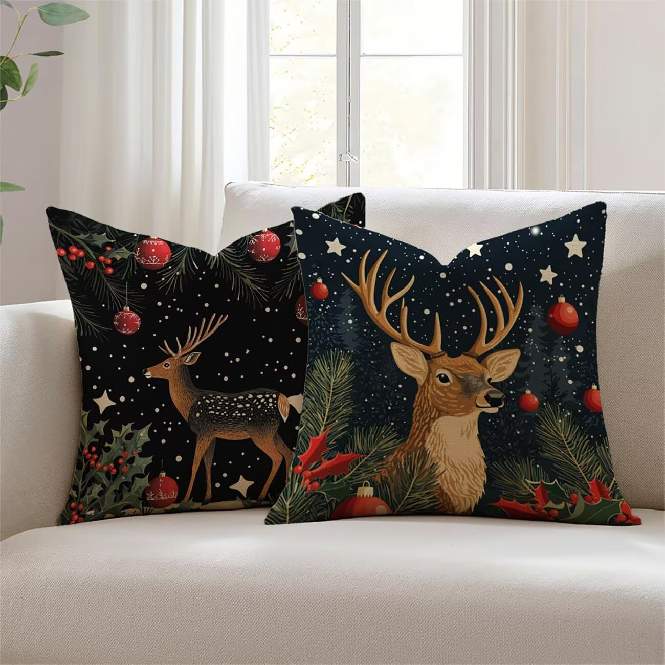 Housse de coussin 65x65cm imperméable canapé salon de jardin animaux lin