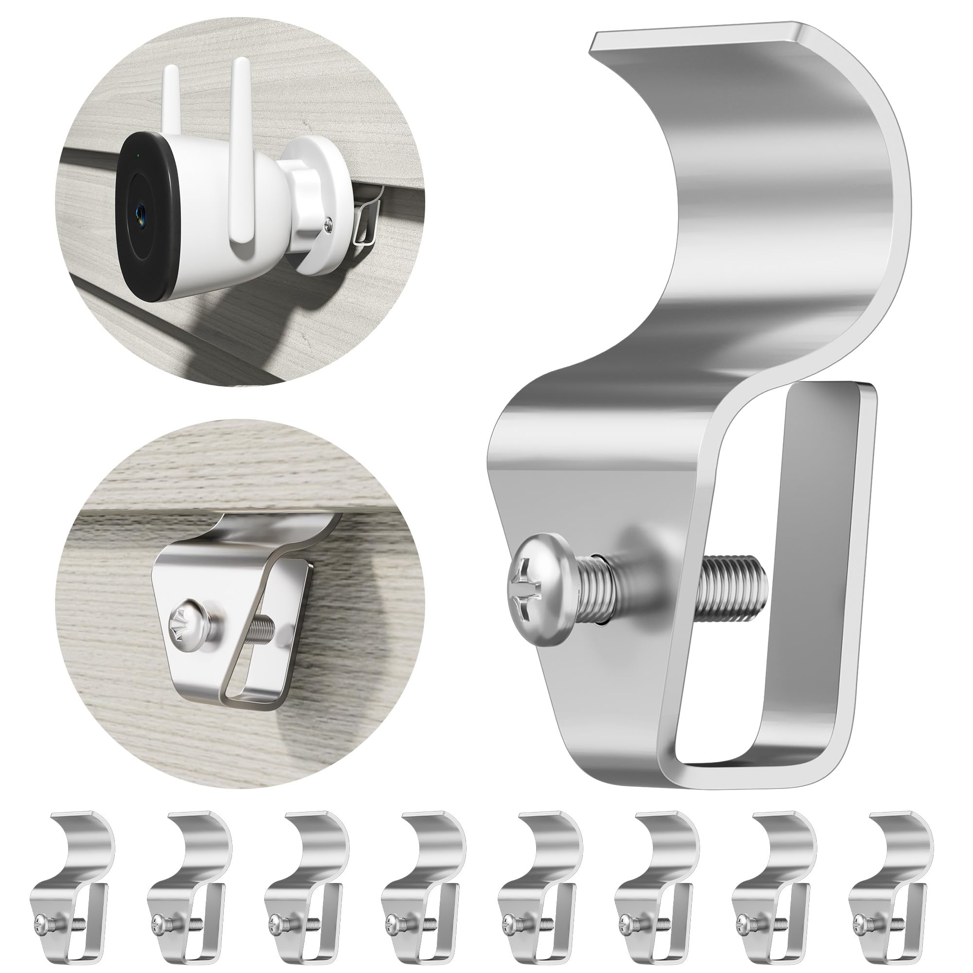 Vinyl Siding Hooks, 8 Pack No Hole Needed Screws Vinyl Siding Hangers for Hanging Outdoor Decor, Stainless Steel Heavy Duty Sided Clips for Front Patio Hooks, Easy to Install Camera Mount