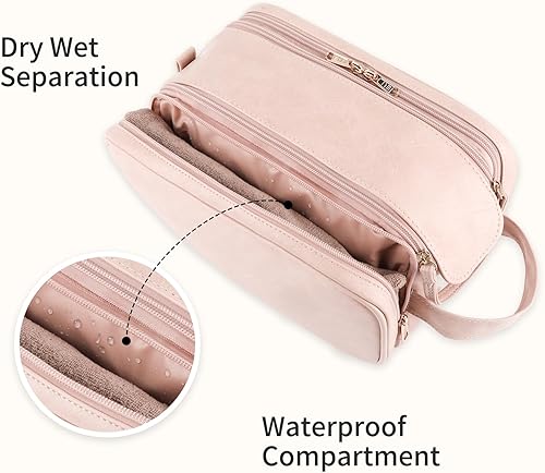 Miniatura 4 de Droombouw Neceser organizador de maquillaje de viaje para mujer, accesorios de aseo cosmético, kit de Dopp de gran capacidad, impermeable, mango