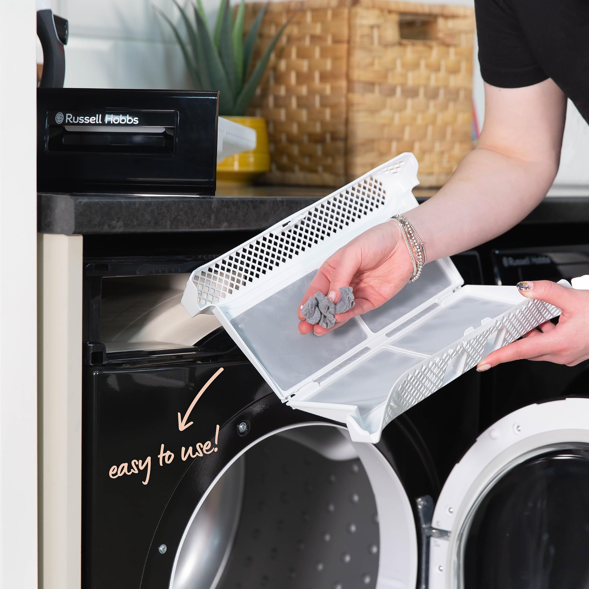 Russell Hobbs Freestanding Condenser Dryer Electric Tumble Dryer 15 Programmes 8kg Capacity 3 Heat Settings LED Display DelayStart Anti-Crease Child Lock Black Clothes Dryer RH8CTD111B — view 7