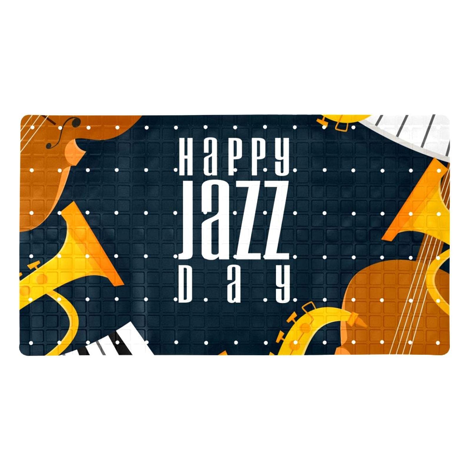 Tapis de douche antidérapant lavable pour baignoire avec ventouses jazz