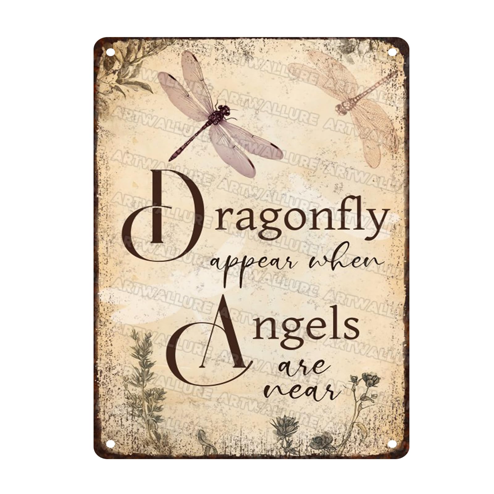 Dragonfly Vintage Tin Sign Dragonflies Appear Metal Sign for Indoor Outdoor Patio or Garden Decor 12x16inch