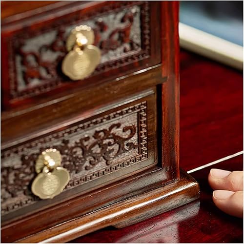 Vista 4 de Joyero organizador joyero caja de almacenamiento de madera maciza china retro joyero tocador organizador de joyas, pequeño (A)