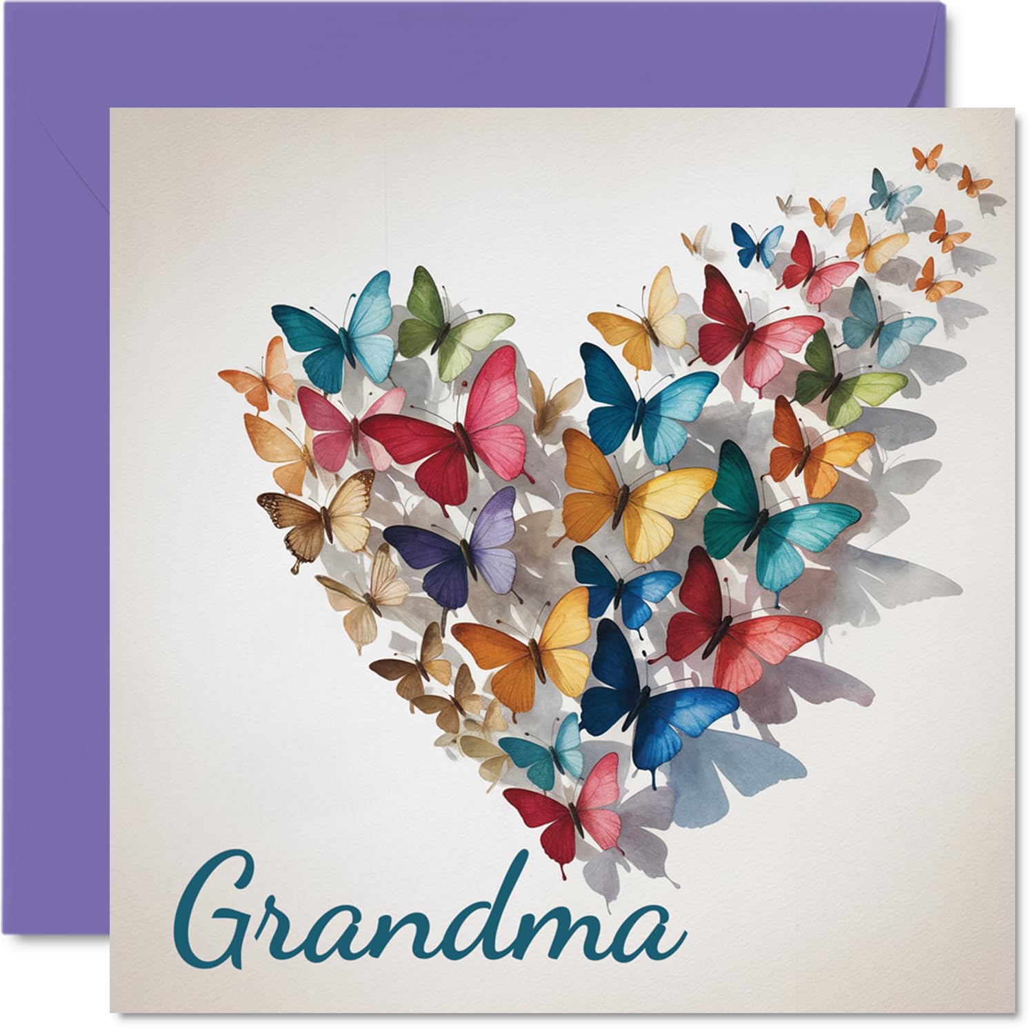 Grandma Birthday Card, Elegant Butterfly Heart