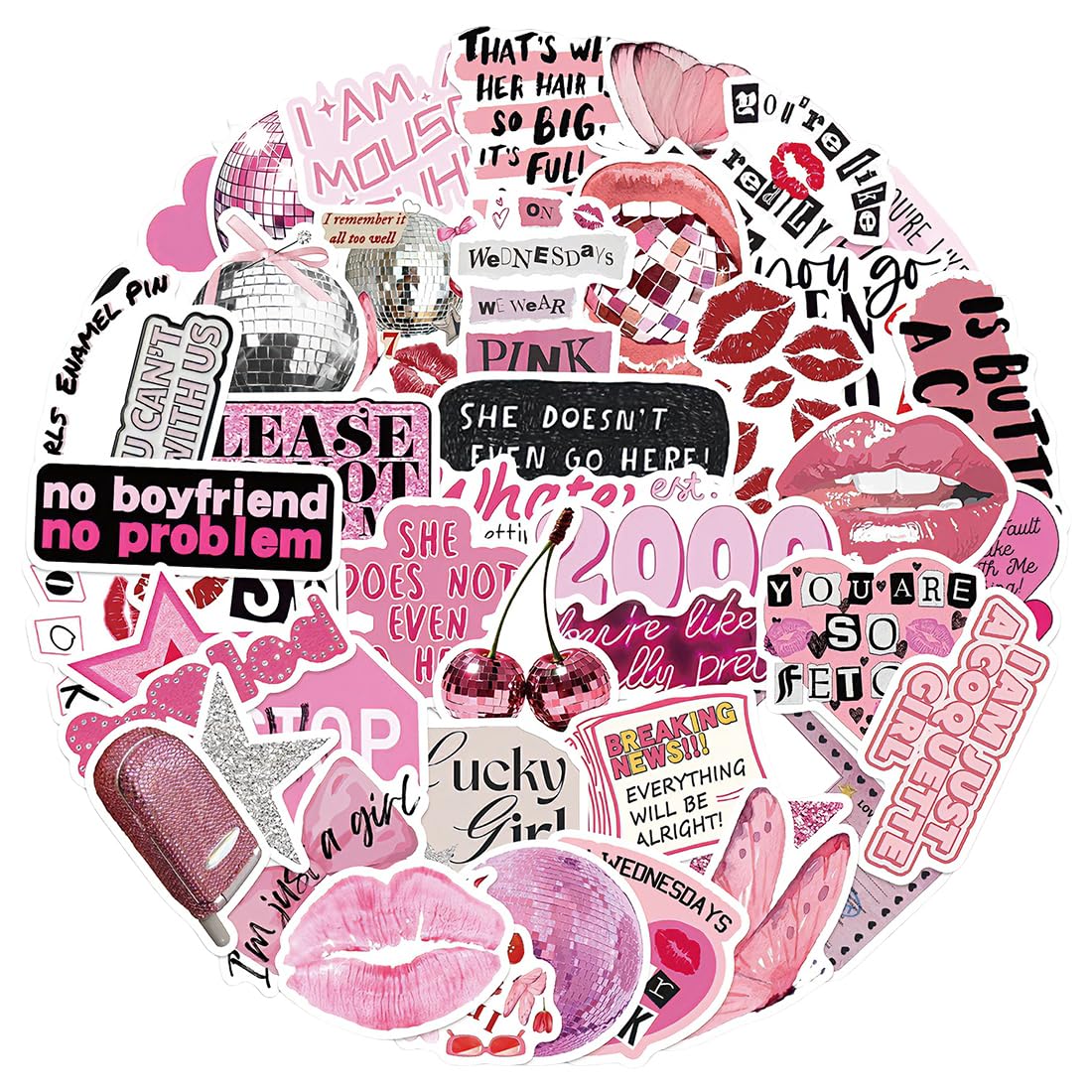 50 Pezzi Y2K adesivi stickers aesthetic eleganti adesivi per computer portatili bottiglie d'acqua moto e altro ancora design hip hop e graffiti per bambini e adulti（Rosa）