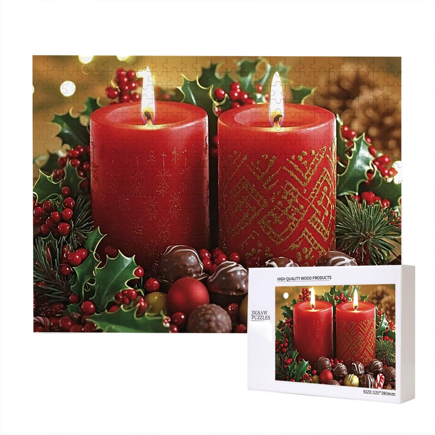 Puzzle dla dorosłych 5000 elementów Puzzle Boże Narodzenie Świeca 105,5 x 156,5 cm-Gra edukacyjna-Puzzle Wyzwanie Gra edukacyjna, Puzzle dla kobiet, Prezenty dla mężczyzn Dekoracja-Idealna aktywność