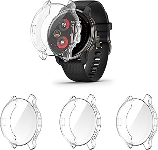 FitTurn Protective Case Compatible with Garmin Venu2 Venu 2 Plus Screen Protector Case Cover for Garmin Venu 2 Plus 43mm Soft Ultra-Slim Protector Bumper (3Pack Clear)