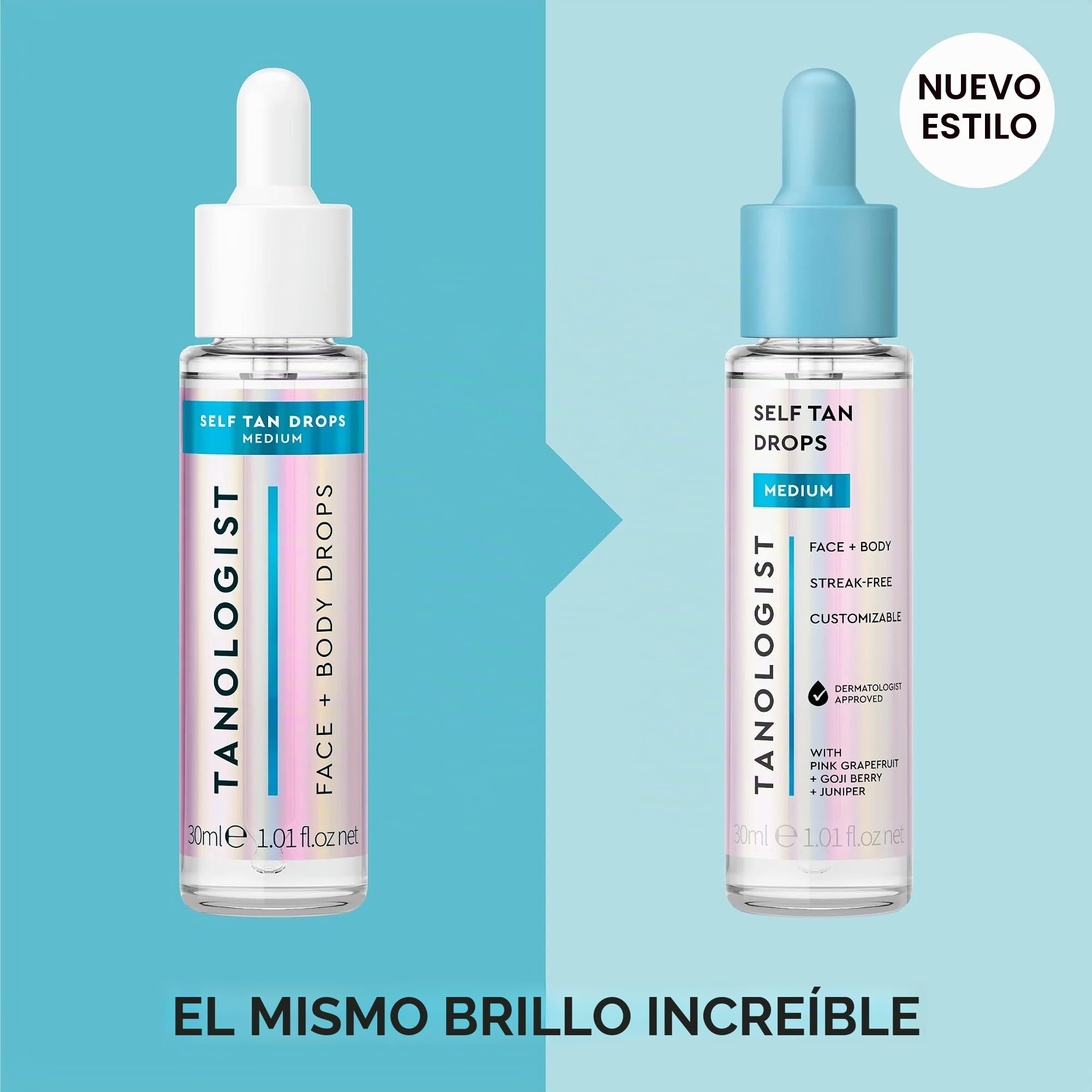 Tanologist Gotas Autobronceadoras Mediana (30 ml) Añade gotas autobronceadoras al cuidado de la piel, aptas para pieles sensibles. Ingredientes limpios aprobados por dermatólogos y veganos