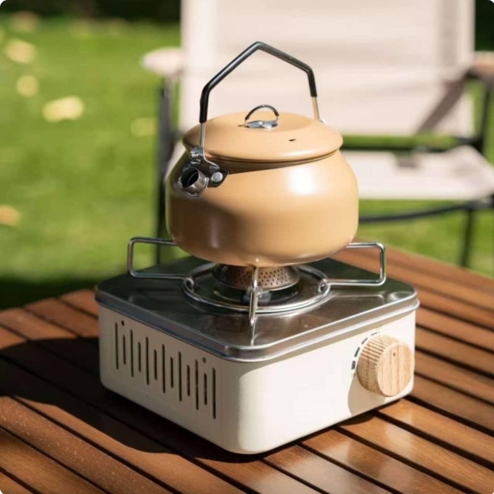 Gralara Tetera de Camping Hervidor de Agua Olla de Cocción Tetera Portátil de Acero Inoxidable 304 con Calentamiento Rápido 360 Grados y Tapa Amortiguada, Negro