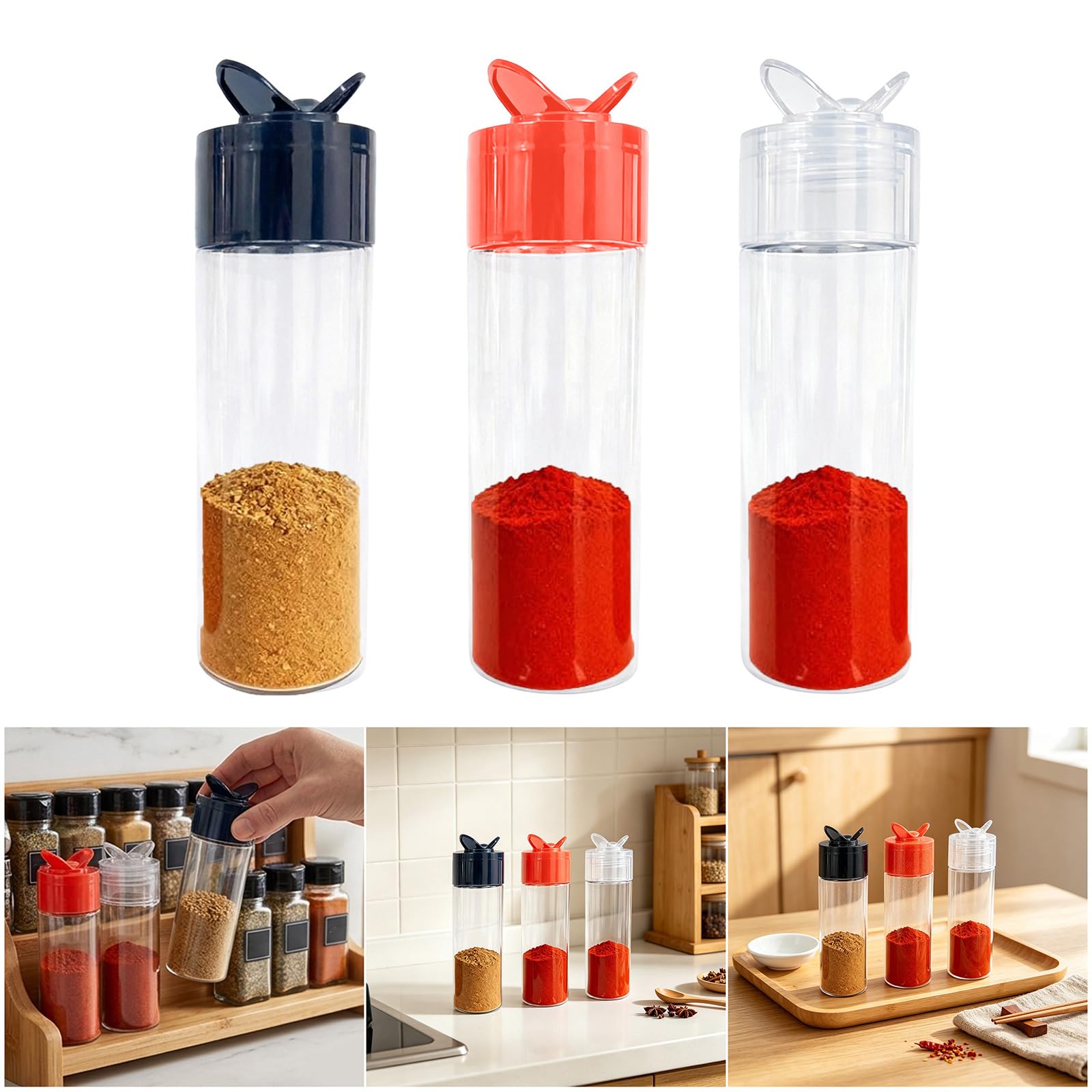PANGBOER Set Bottiglie condimento con Design a Coperchio Diviso, contenitori Shaker in Pet Trasparente da 6, 7 ​​Once, Confezione da 30 per Uso da Tavolo in Cucina Set Bottiglie condimento Dispenser