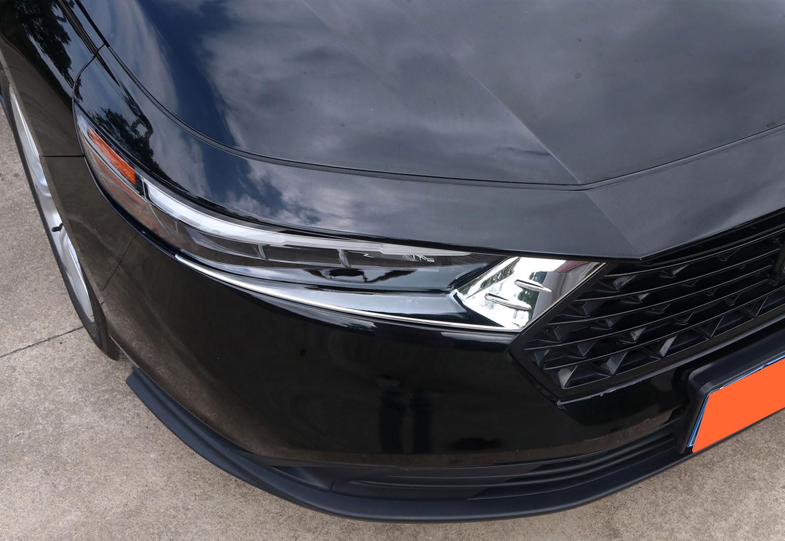 Front Head Light Eyebrow Lip Cover Compatible with Honda Accord 11TH 2023 2024 2025 Headlight Lamp Eyebrow Sticker Exterior Car Accessories ABS 2PCS(Glossy Chrome Style)