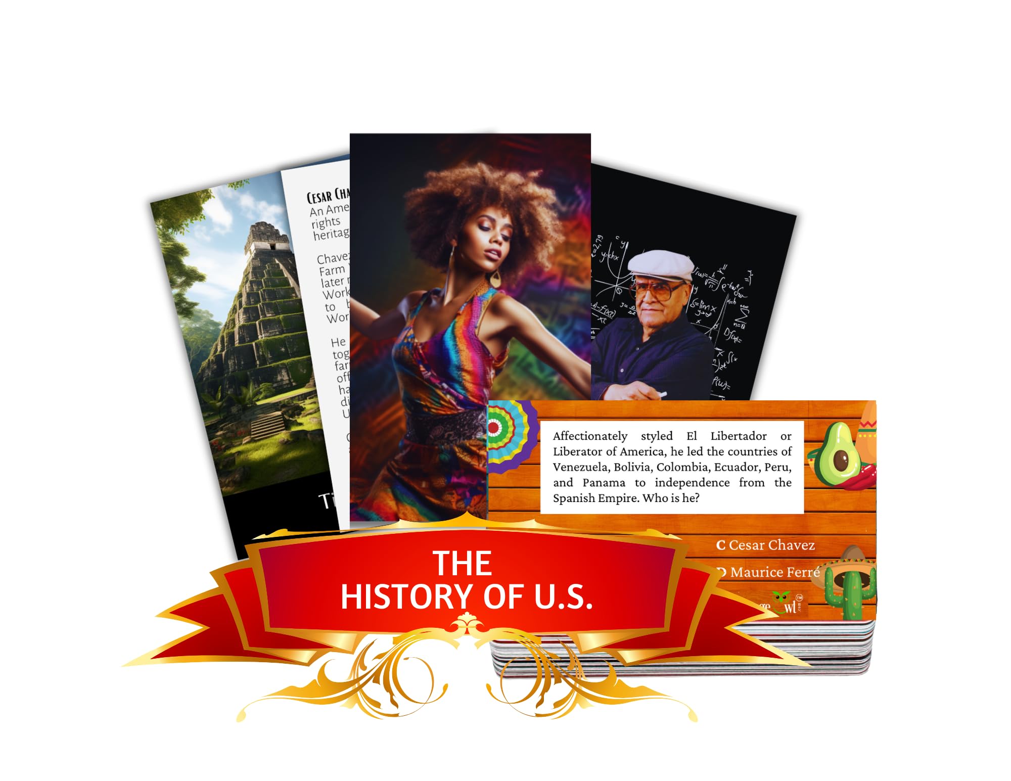 60-PCS Hispanic Heritage Month Educational Trivia & Flashcards | On Notable Figures of Hispanic & Afro-Latin Descent & Womens History | Subjects: Hispanic Arts & Culture, Sports, STEM, Activism & more