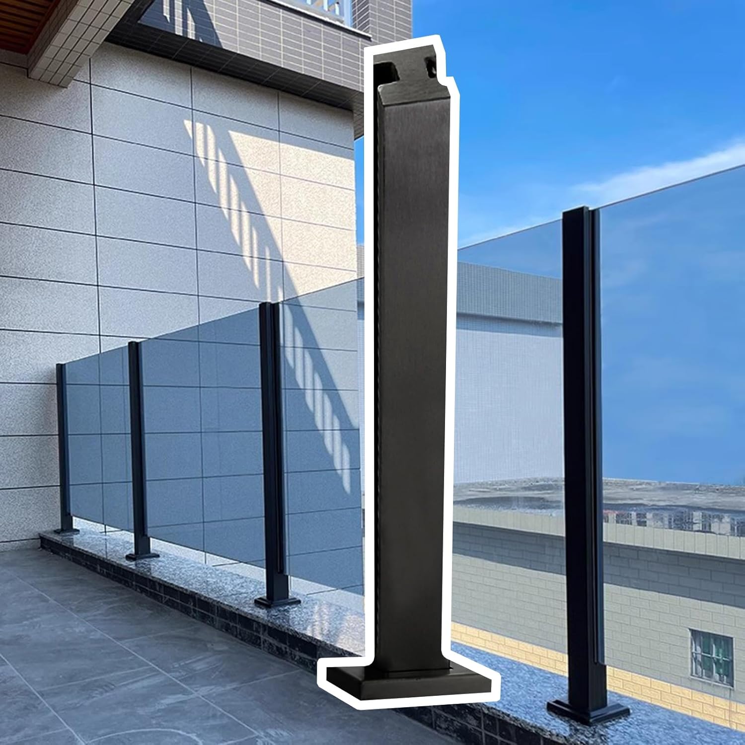 Amazon.com: IBOWZ Glass Railing Post,Stair Post Glass Deck Railing ...