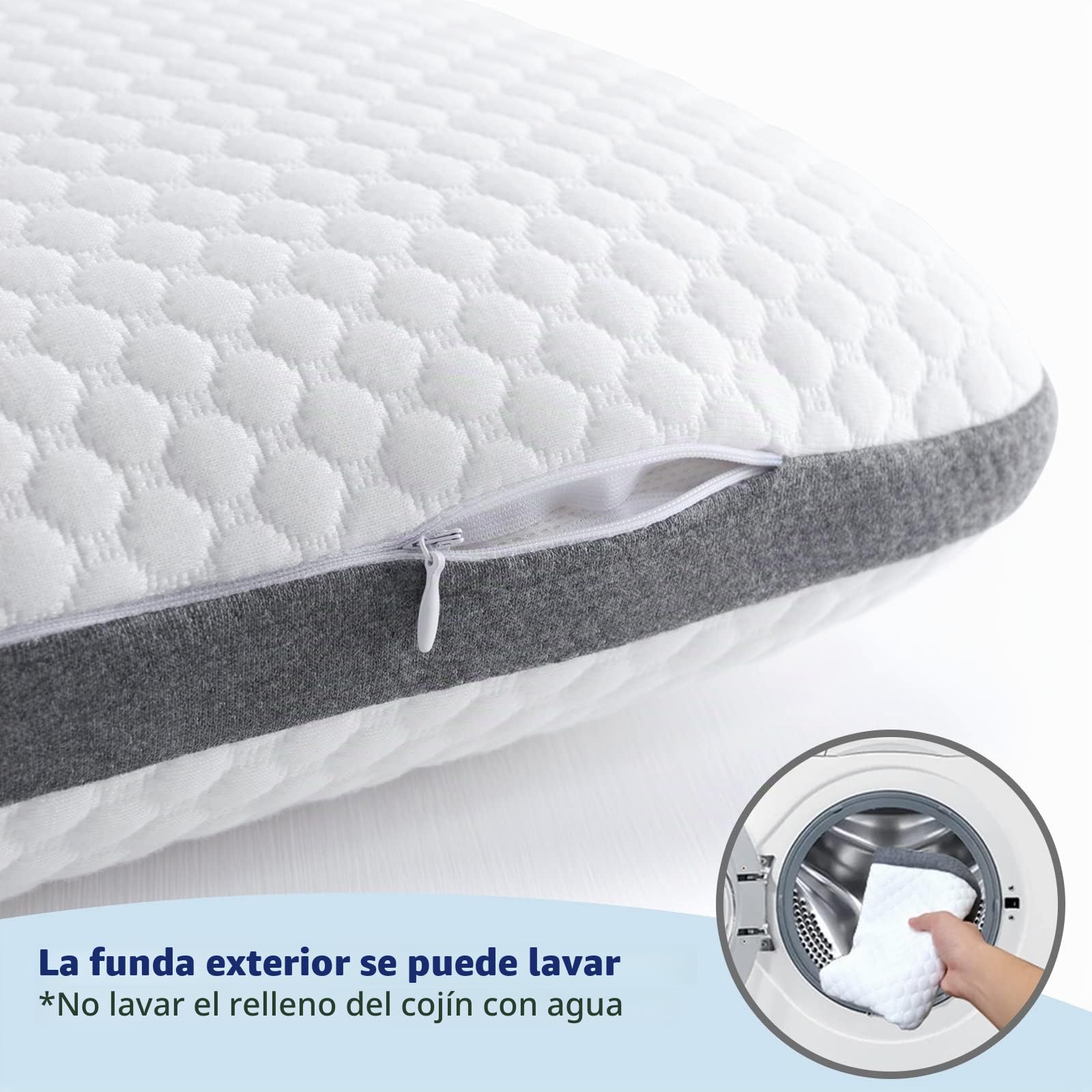 Almohada Dura Pequeña Viscoelástica 60 cm, Almohada Firmeza Alta Ortopédica Cervical para Dormir Bien, Cojin Firme Memory Foam para Cama 40x60x11 cm