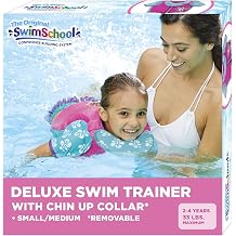 SwimSchool Kids Swim Trainer Vests for Toddlers Ages 2-6 Boys/Girls Multiple Colors/Styles Learn to Swim Floaties