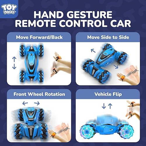 Miniatura 2 de TOY Life Auto de acrobacias RC con detección de gestos, auto de acrobacias a control remoto con luz 4WD controlado a mano, doble cara rotación de