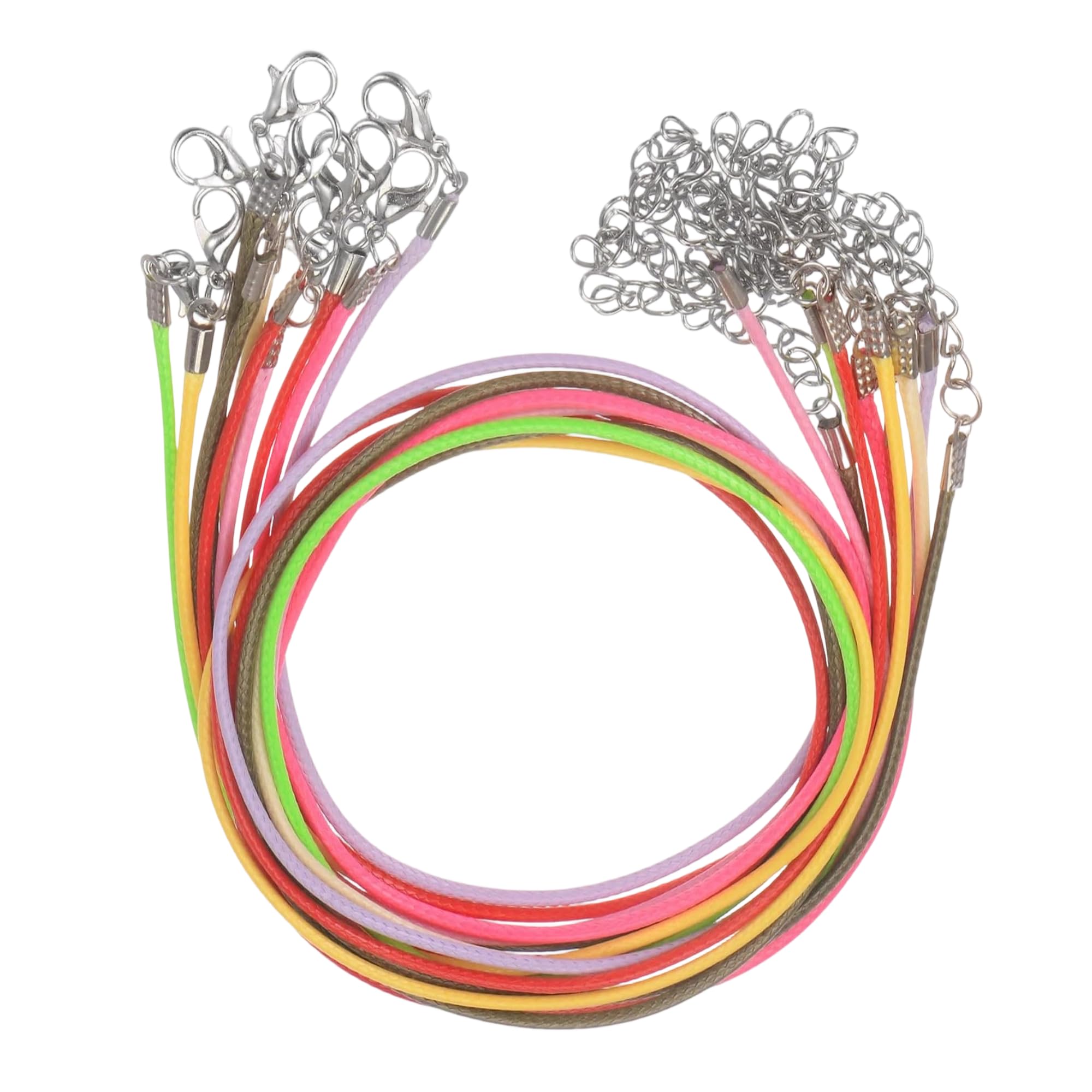 Elenviorina Multicolor 10 Pcs Colorful Necklace Cords, 2Mm Waxed Jewelry Strings With Lobster Clasp, 45Cm Adjustable Diy Necklace Bracelet Making Accessories For Pendants, Beads, Charms