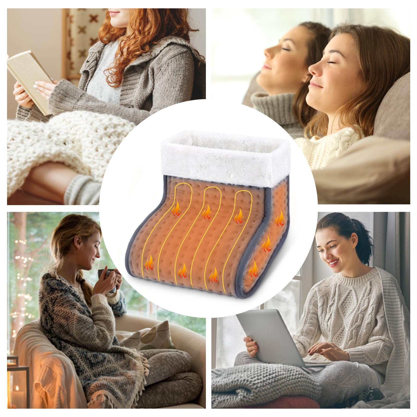 Biutee Calentador de Pies Eléctrico, Calentador Pies 10 Niveles de Temperatura 30-60℃ y Temporización de 45/90/120min, Calientapiés Eléctrico Cálido Seguro y Lavable 90W, hasta Talla de Calzado 46